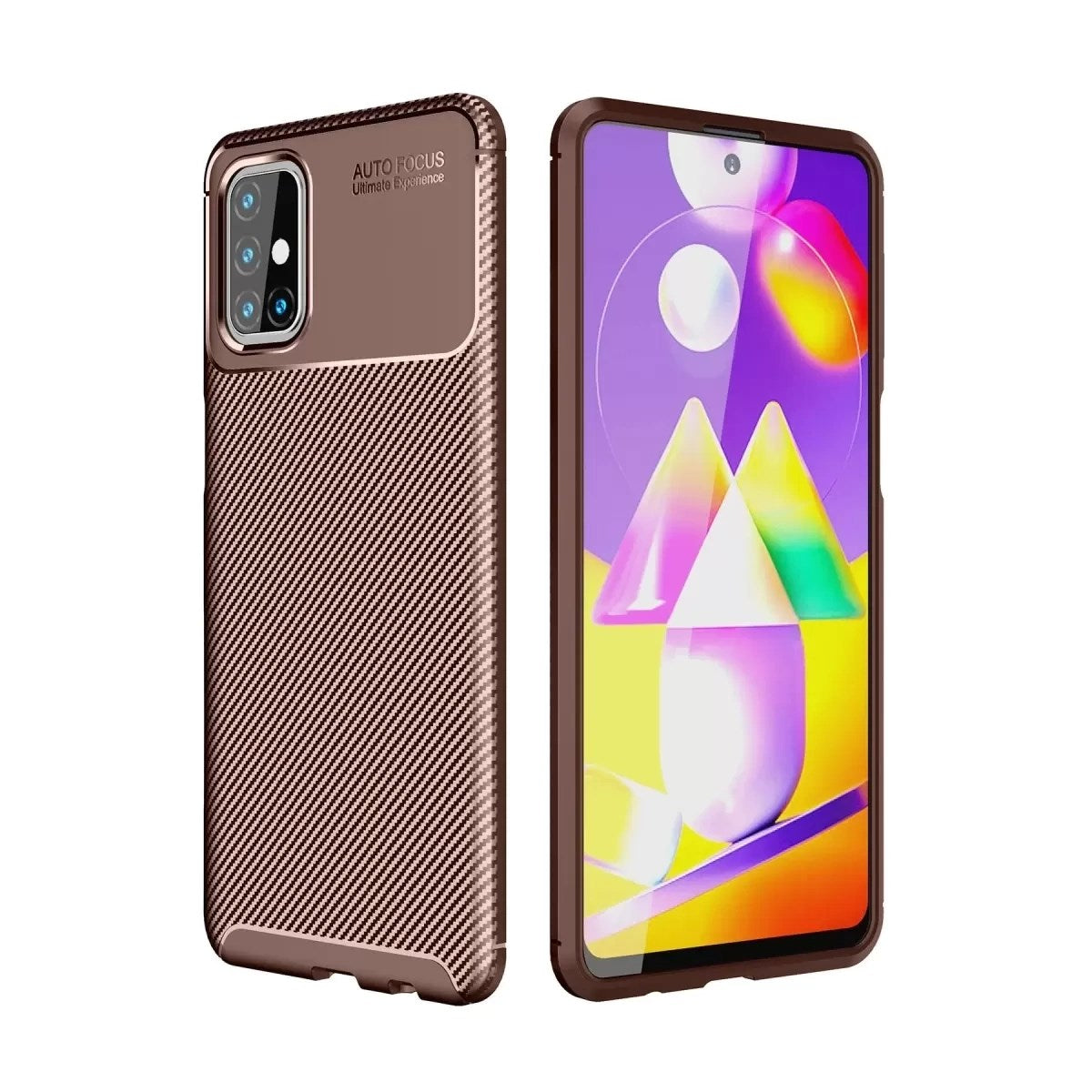 Mey İthalat® Samsung Galaxy M31S Kılıf Auto Focus Karbon Kapak - Kahverengi
