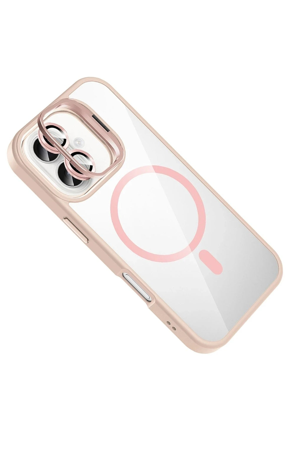Mey İthalat® iPhone 17 Remim Lensli Magsafe Standlı Kapak - Pembe