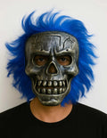 Mey İthalat® Wild Skull - Gümüş Kafatası Mavi Saçlı İskelet Maske
