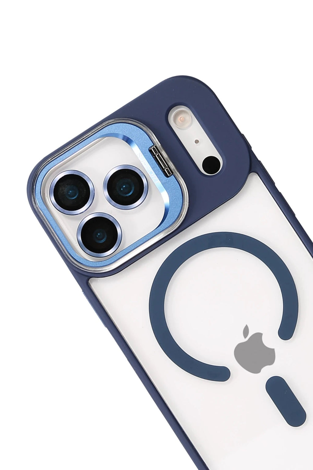 Mey İthalat® iPhone 17 Pro Max Remim Lensli Magsafe Standlı Kapak - Lacivert