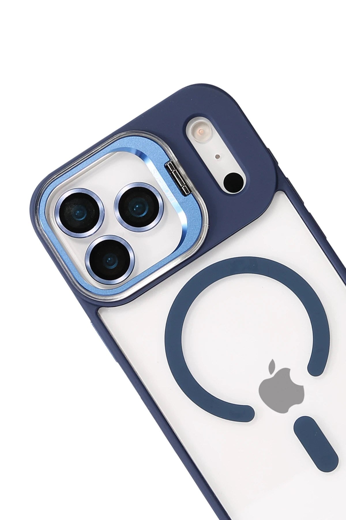 Mey İthalat® iPhone 17 Pro Max Remim Lensli Magsafe Standlı Kapak - Lacivert