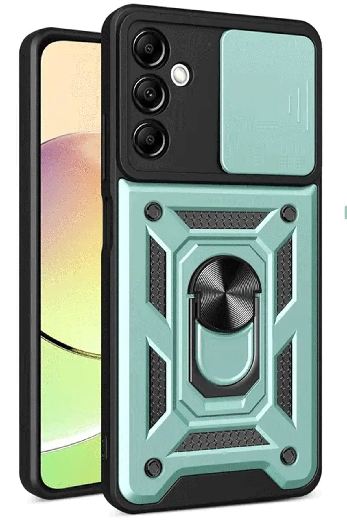 Mey İthalat® Samsung Galaxy S24 FE Pars Lens Yüzüklü Silikon - Yeşil