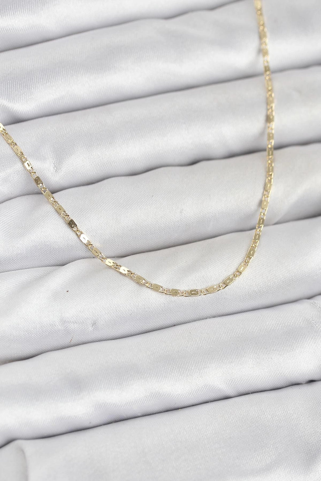 Mey İthalat® CM 14K Gold Renk Ezme Zincir Model 60 cm Kadın Kolye