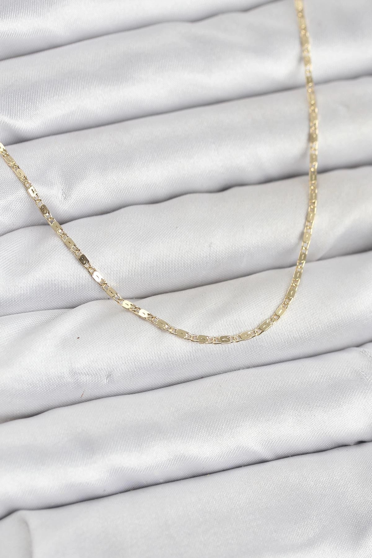 Mey İthalat® CM 14K Gold Renk Ezme Zincir Model 60 cm Kadın Kolye