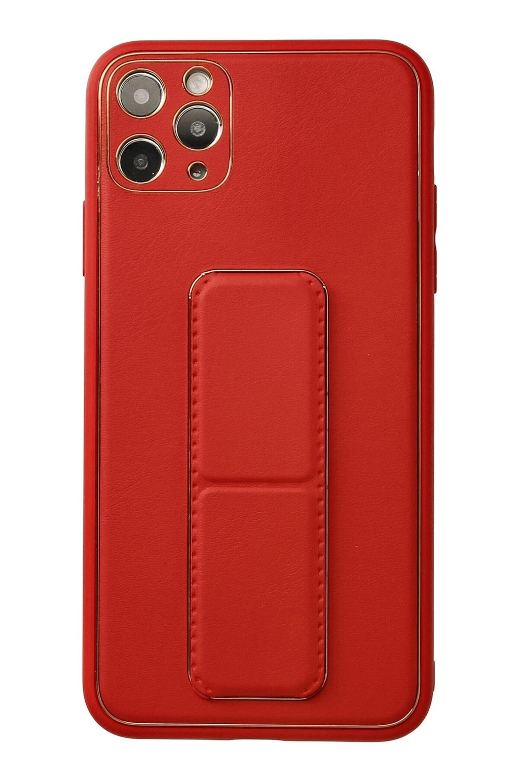 Mey İthalat® iPhone 11 Pro Max Kılıf Coco Deri Standlı Kapak - Kırmızı