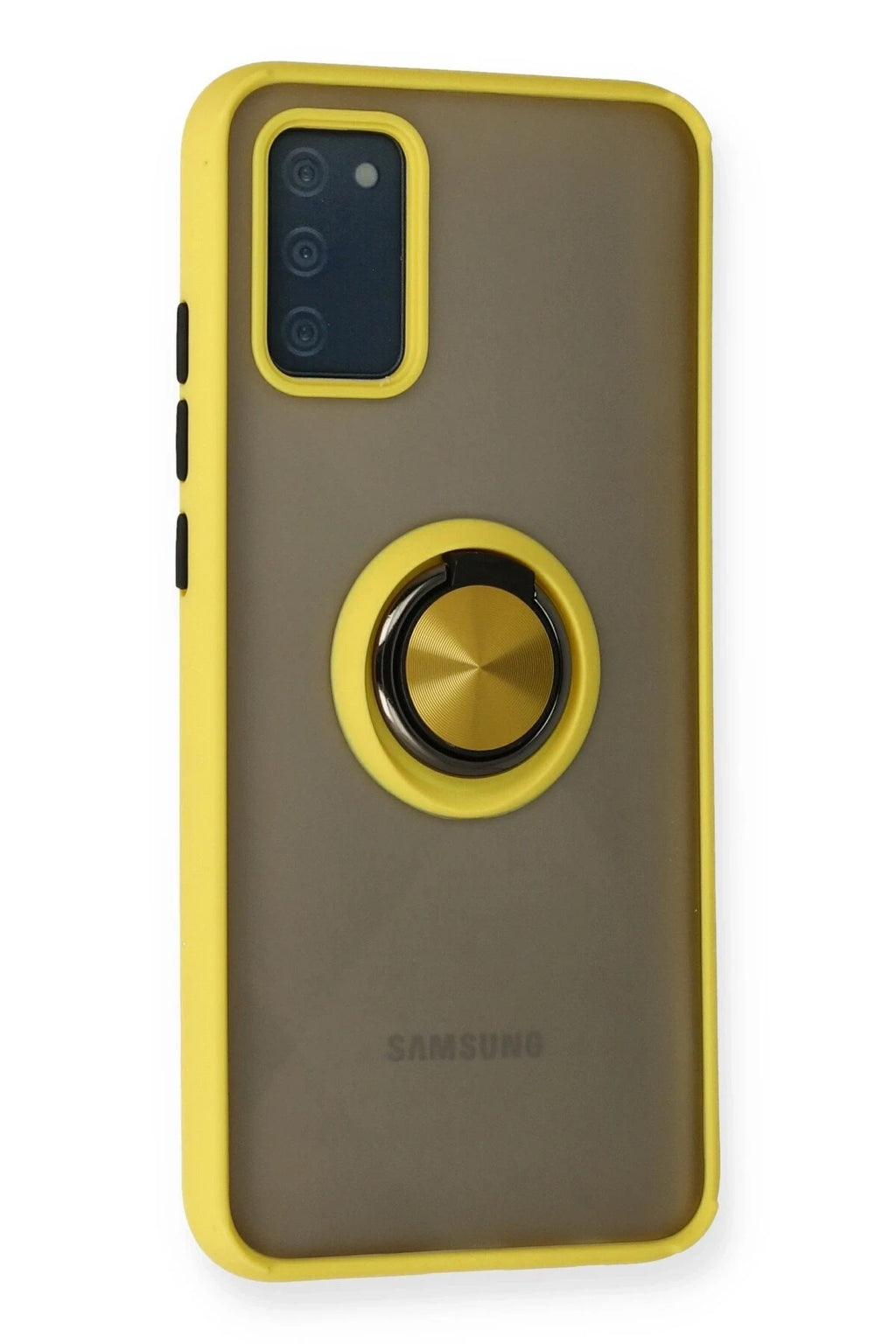 Mey İthalat® Samsung Galaxy A02S Kılıf Montreal Yüzüklü Silikon Kapak - Sarı