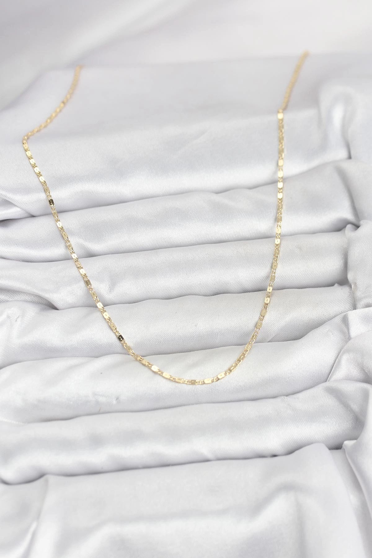 Mey İthalat® CM 14K Gold Renk Ezme Zincir Model 60 cm Kadın Kolye