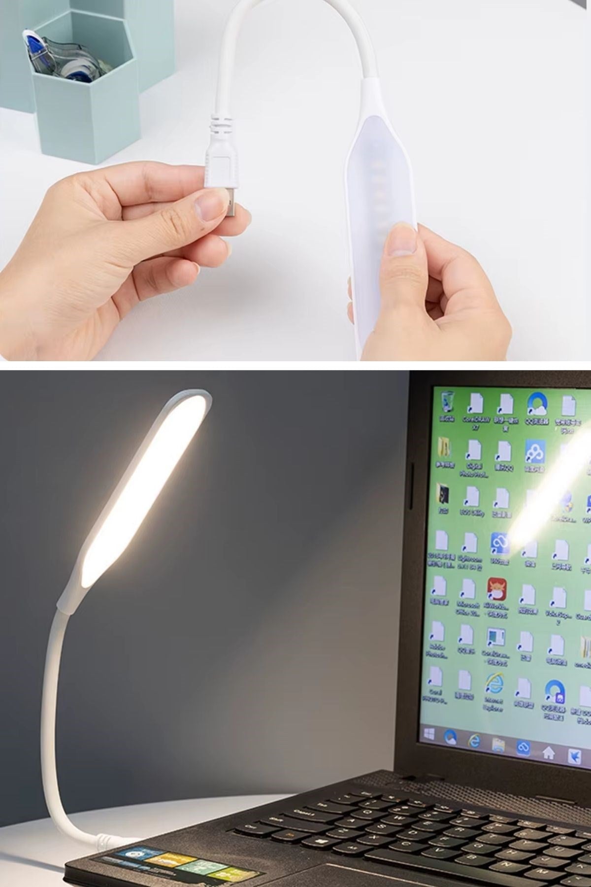 USB Girişli 14 Ledli 3 Kademeli Dokunmatik Masa/Kitap Okuma Lambası Ledi Beyaz