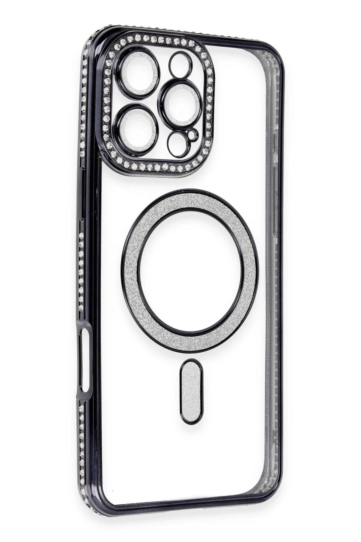 Mey İthalat® iPhone 16 Pro Max Kılıf Joke Simli Magneticsafe Kılıf - Siyah