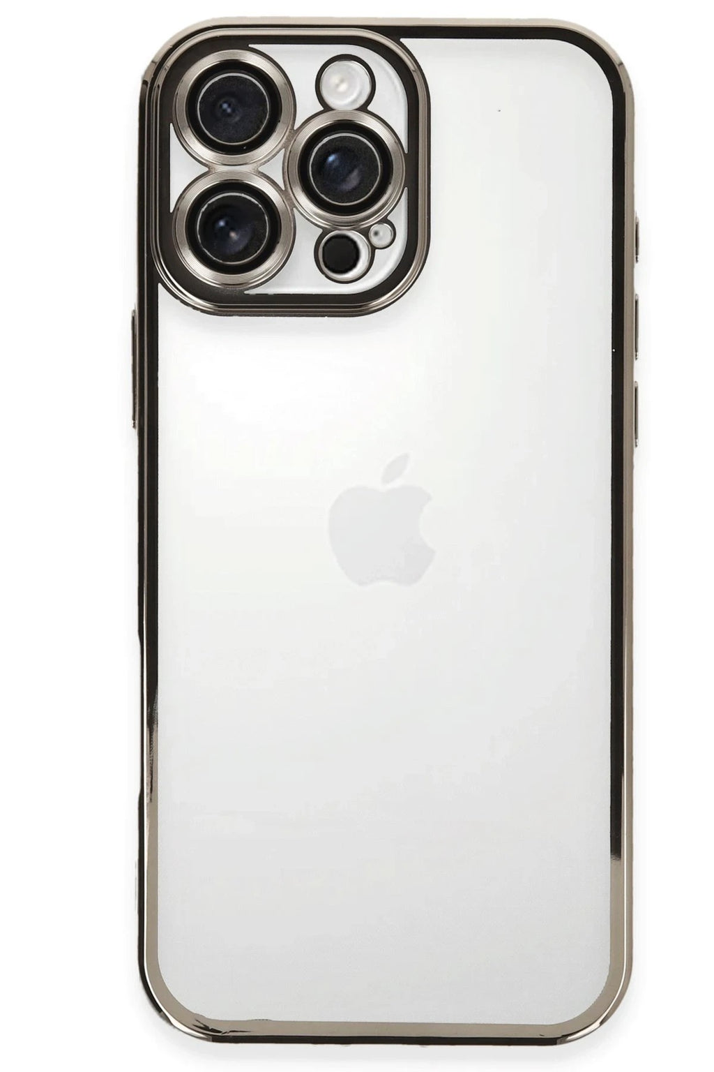 Mey İthalat® iPhone 16 Pro Max Kılıf Lensli Silikon - Titanyum Gri