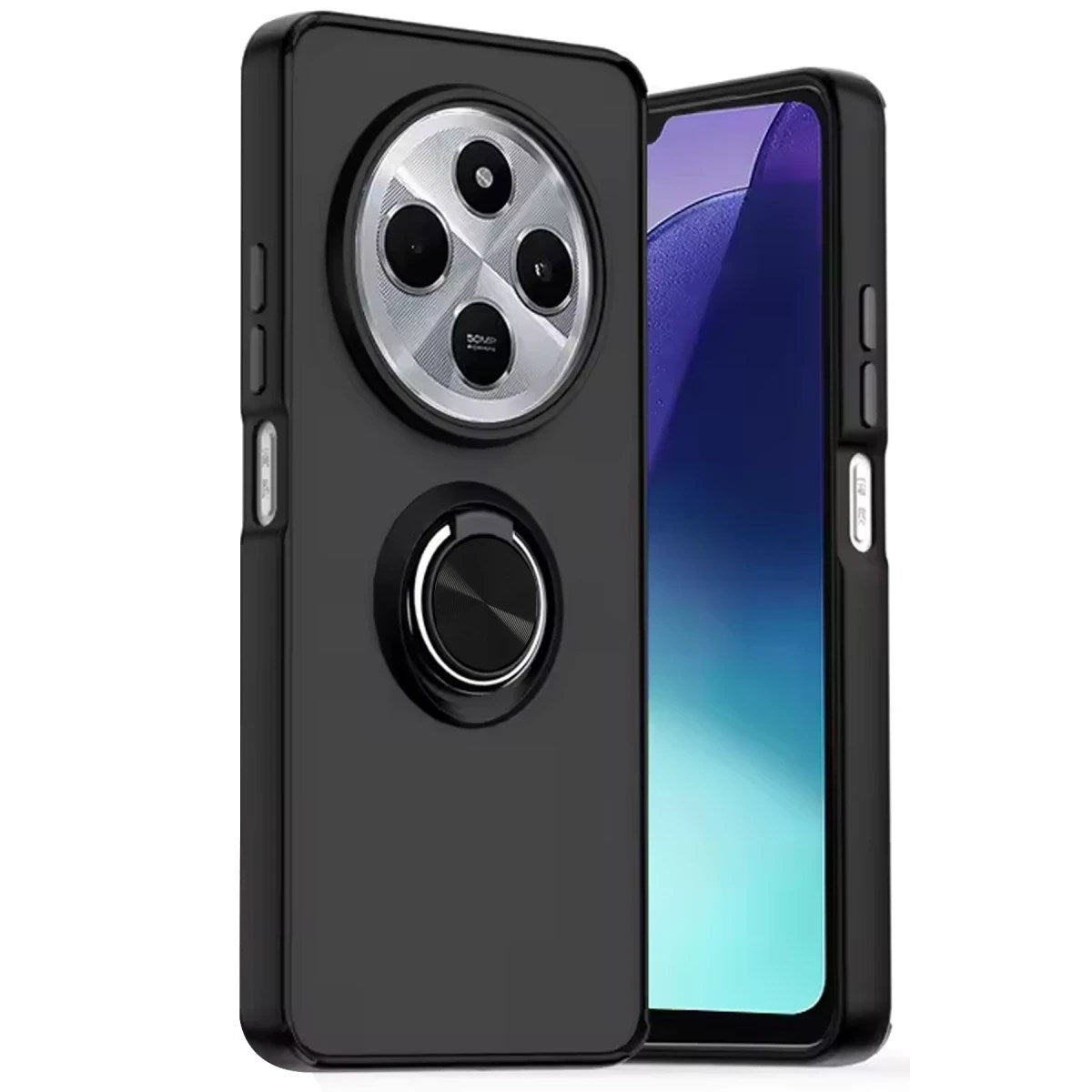 Mey İthalat® Redmi 14C Kılıf Montreal Yüzüklü Silikon Kapak - Siyah