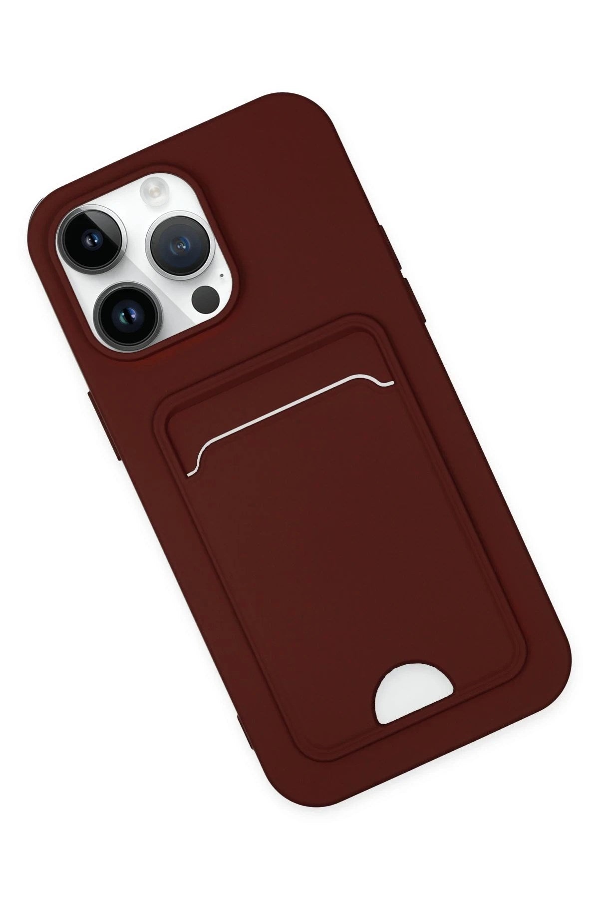 Mey İthalat® iPhone 14 Pro Kılıf Kelvin Kartvizitli Silikon - Bordo