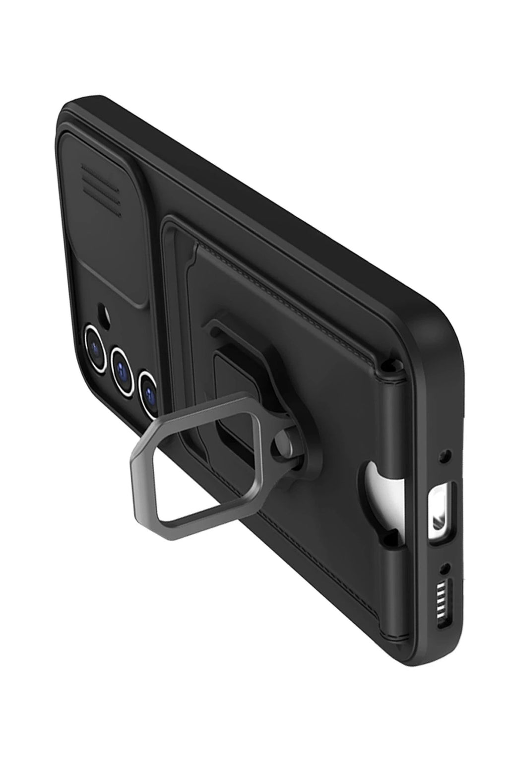 Mey İthalat® Samsung Galaxy A26 Kılıf Zuma Kartvizitli Yüzüklü Silikon - Siyah