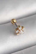 Mey İthalat® 316L Çelik Gold Renk Zirkon Taşlı Çiçek Model Tragus Piercing