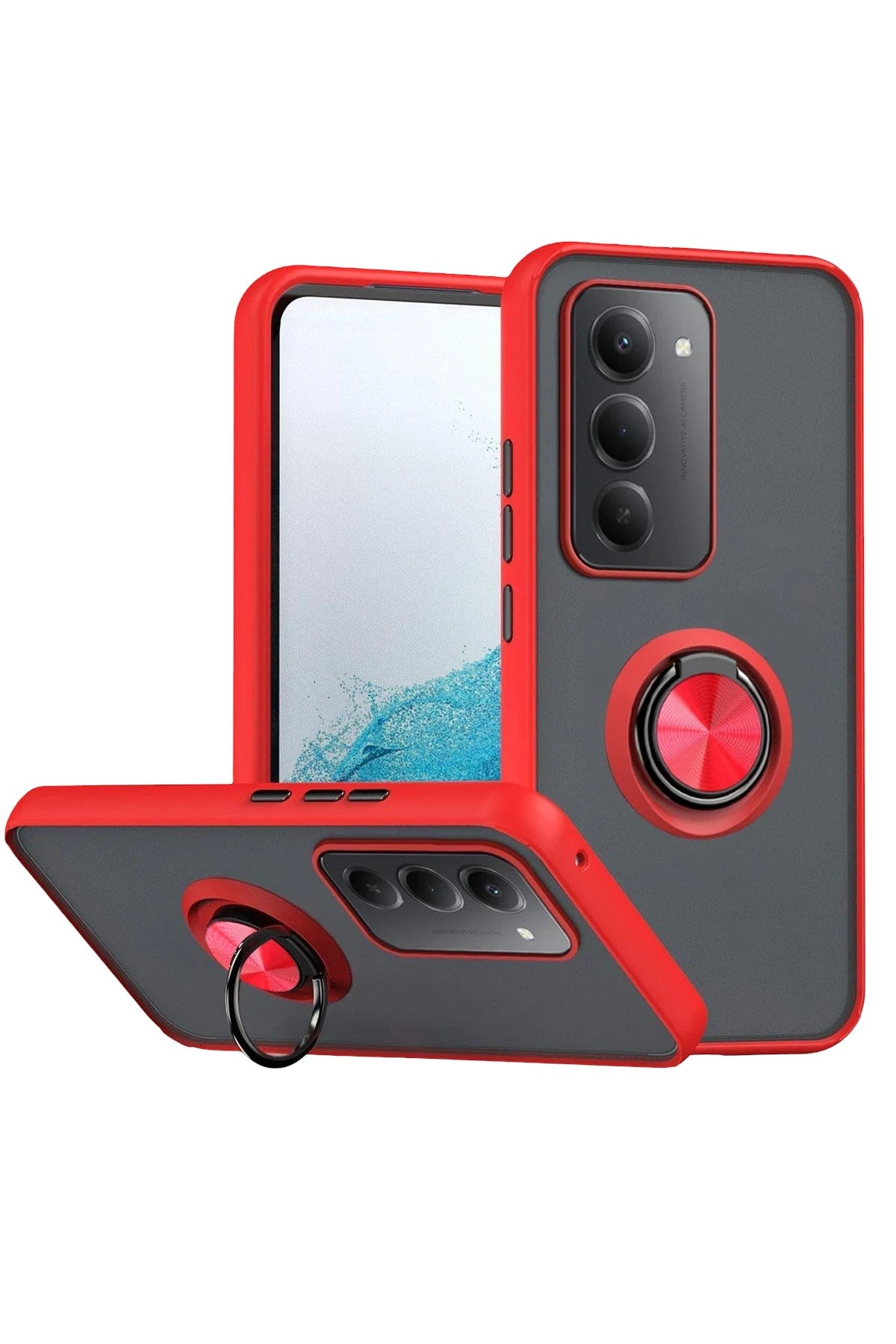 Mey İthalat® Redmi 15 4G Montreal Yüzüklü Silikon Kapak - Kırmızı