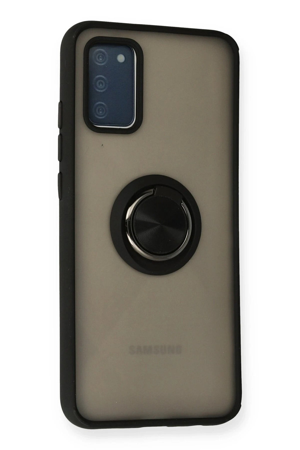 Mey İthalat® Samsung Galaxy A02S Kılıf Montreal Yüzüklü Silikon Kapak - Siyah