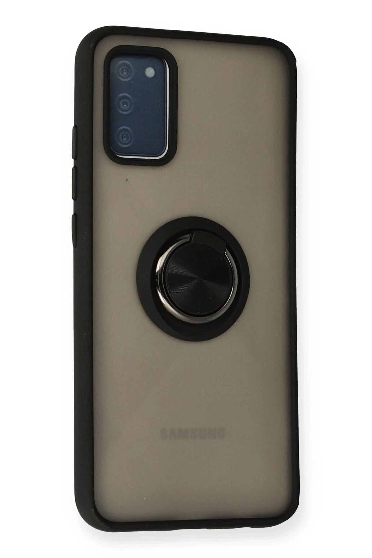Mey İthalat® Samsung Galaxy A02S Kılıf Montreal Yüzüklü Silikon Kapak - Siyah