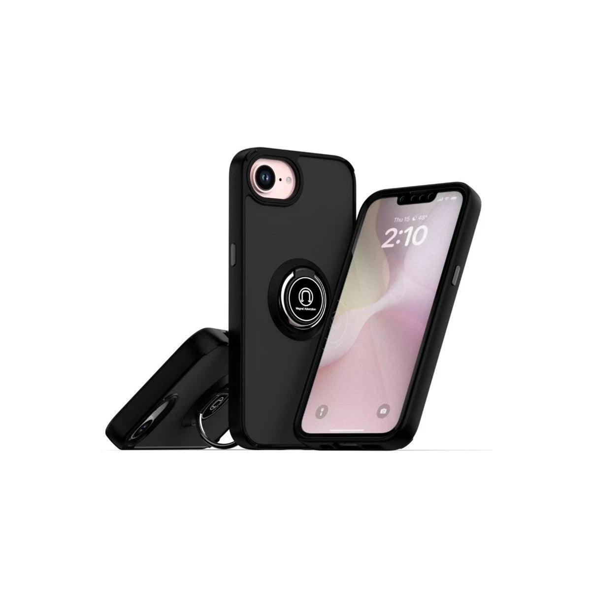 Mey İthalat® iPhone 16E Kılıf Montreal Yüzüklü Silikon Kapak - Siyah
