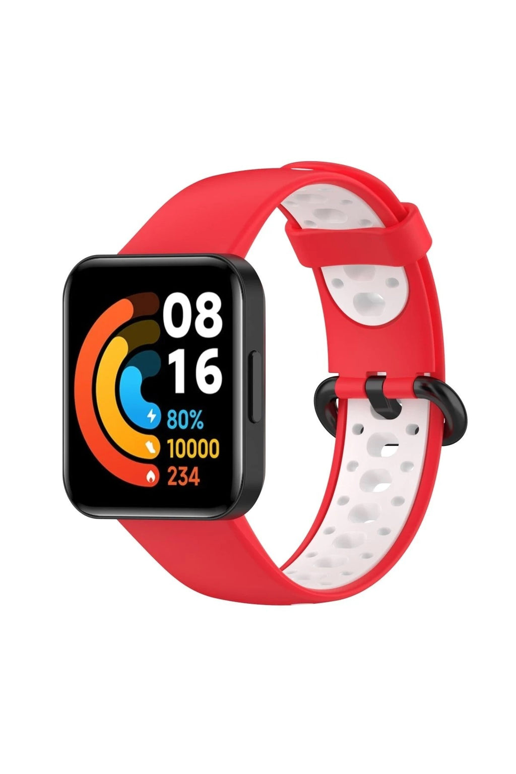 Mey İthalat® Redmi Watch 2 Spor Delikli Kordon - Kırmızı-Beyaz