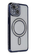 Mey İthalat® iPhone 13 Kılıf Joke Simli Magneticsafe Kılıf - Lacivert