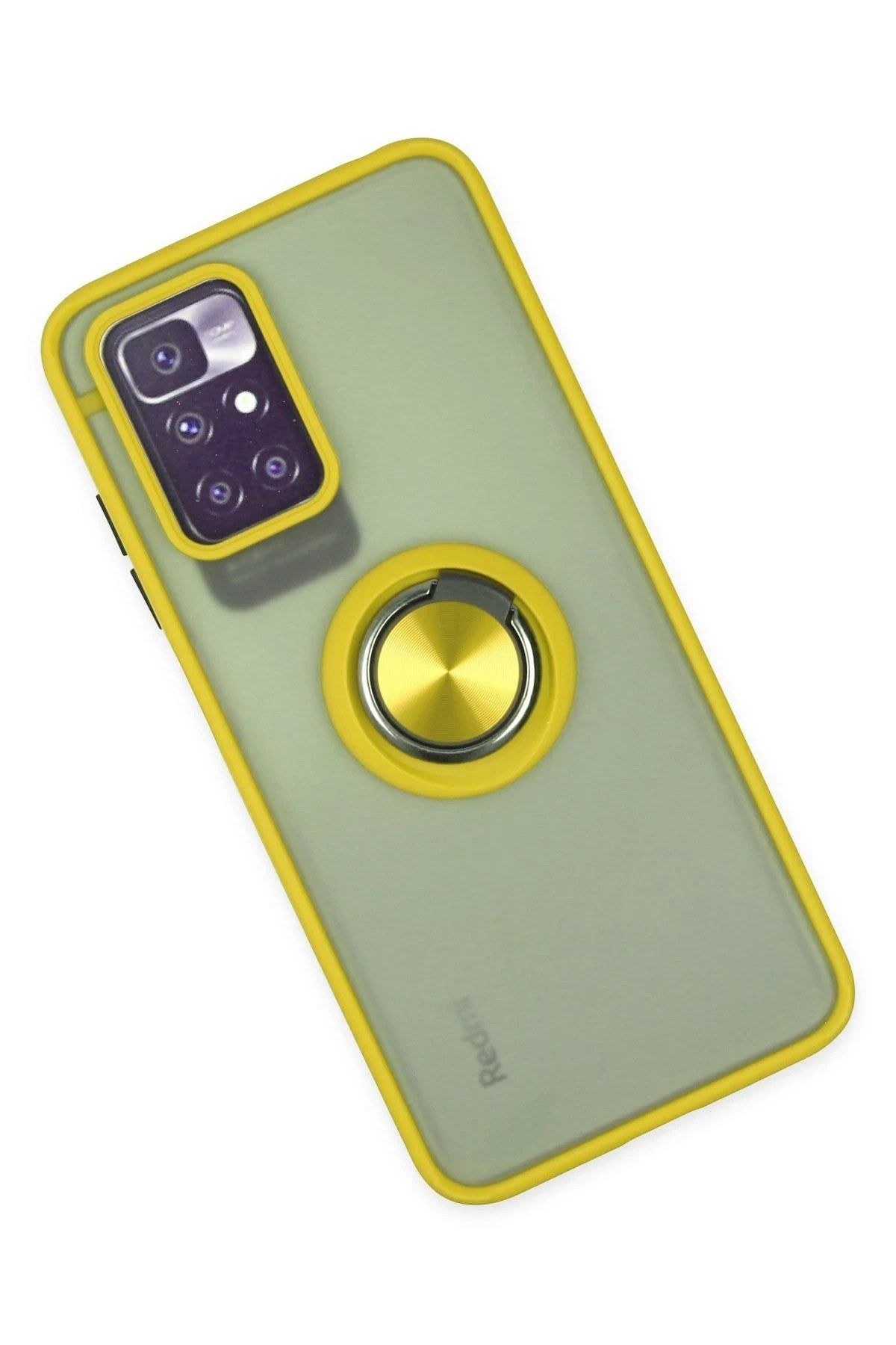 Mey İthalat® Redmi 10 2022 Kılıf Montreal Yüzüklü Silikon Kapak - Sarı