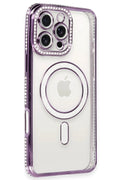 Mey İthalat® iPhone 16 Pro Kılıf Joke Simli Magneticsafe Kılıf - Derin Mor