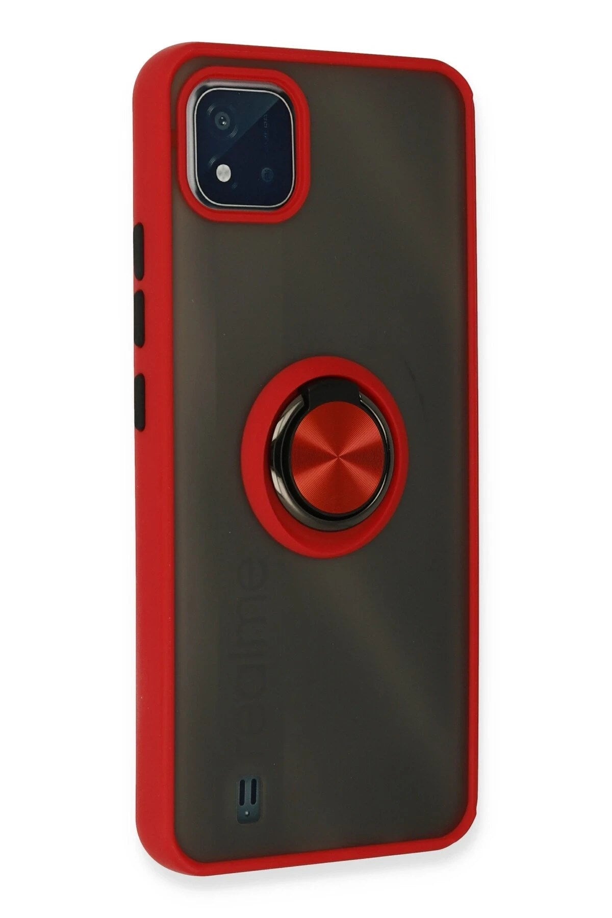 Mey İthalat® Realme C11 2021 Kılıf Montreal Yüzüklü Silikon Kapak - Kırmızı