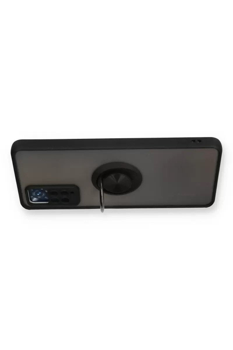 Mey İthalat® Redmi Note 11 Pro Kılıf Montreal Yüzüklü Silikon Kapak - Siyah