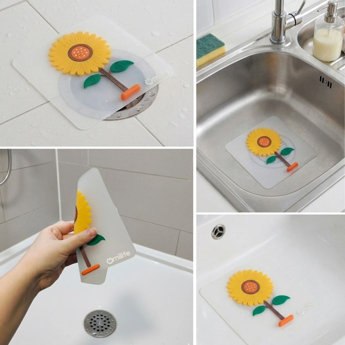 Ayçiçeği Tasarımlı Gider Koku Önleyici – Silikon Lavabo Gider Matı