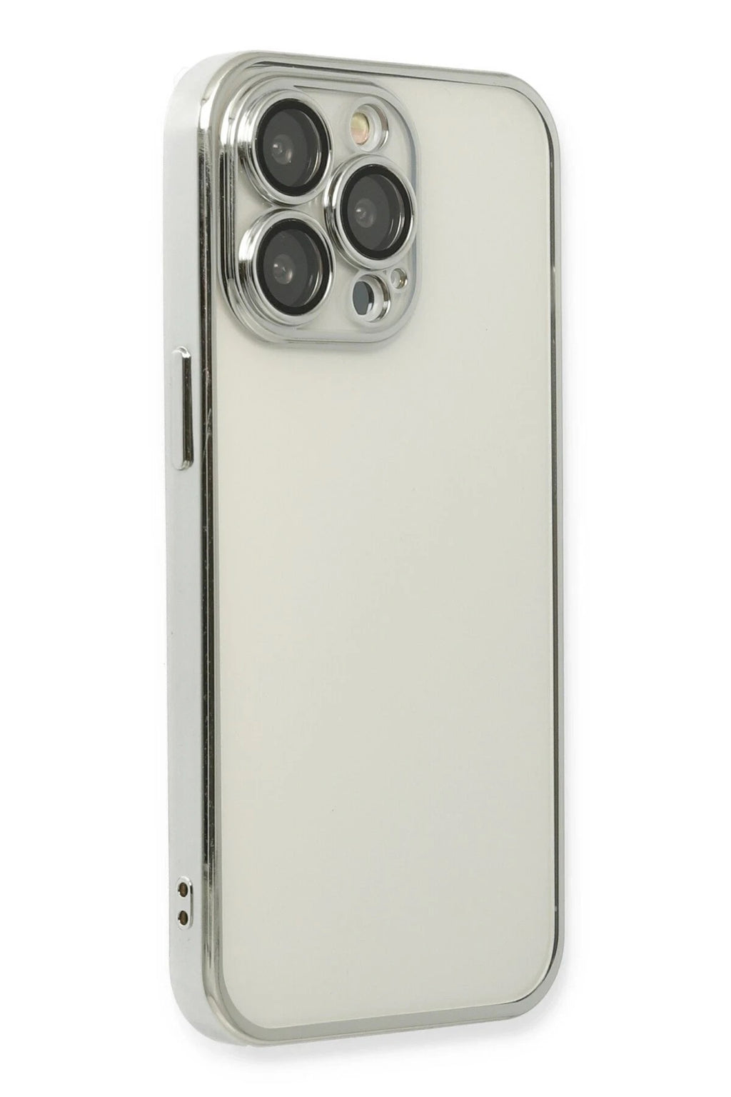 Mey İthalat® iPhone 13 Pro Kılıf Lensli Silikon - Gümüş