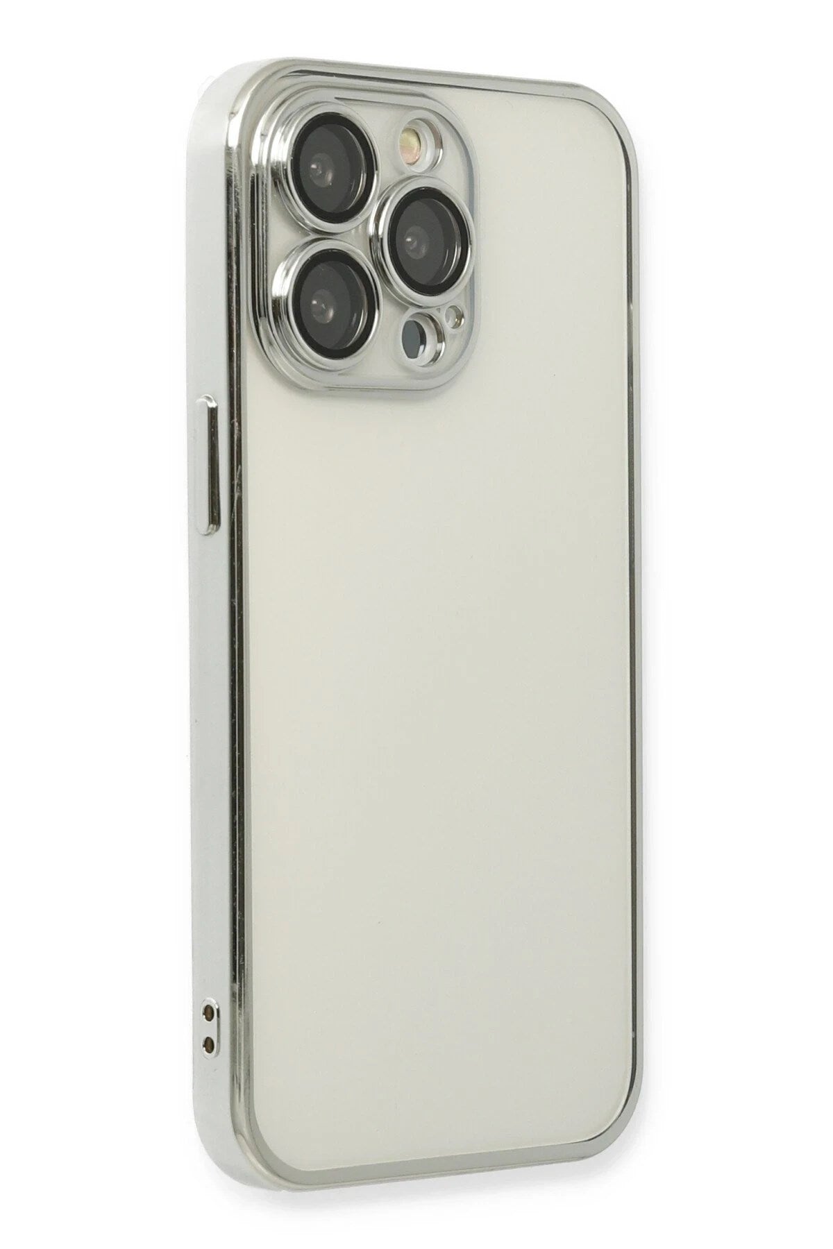 Mey İthalat® iPhone 13 Pro Kılıf Lensli Silikon - Gümüş