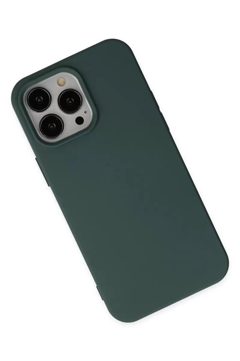 Mey İthalat® iPhone 14 Pro Max Kılıf Nano içi Kadife Silikon - Koyu Yeşil
