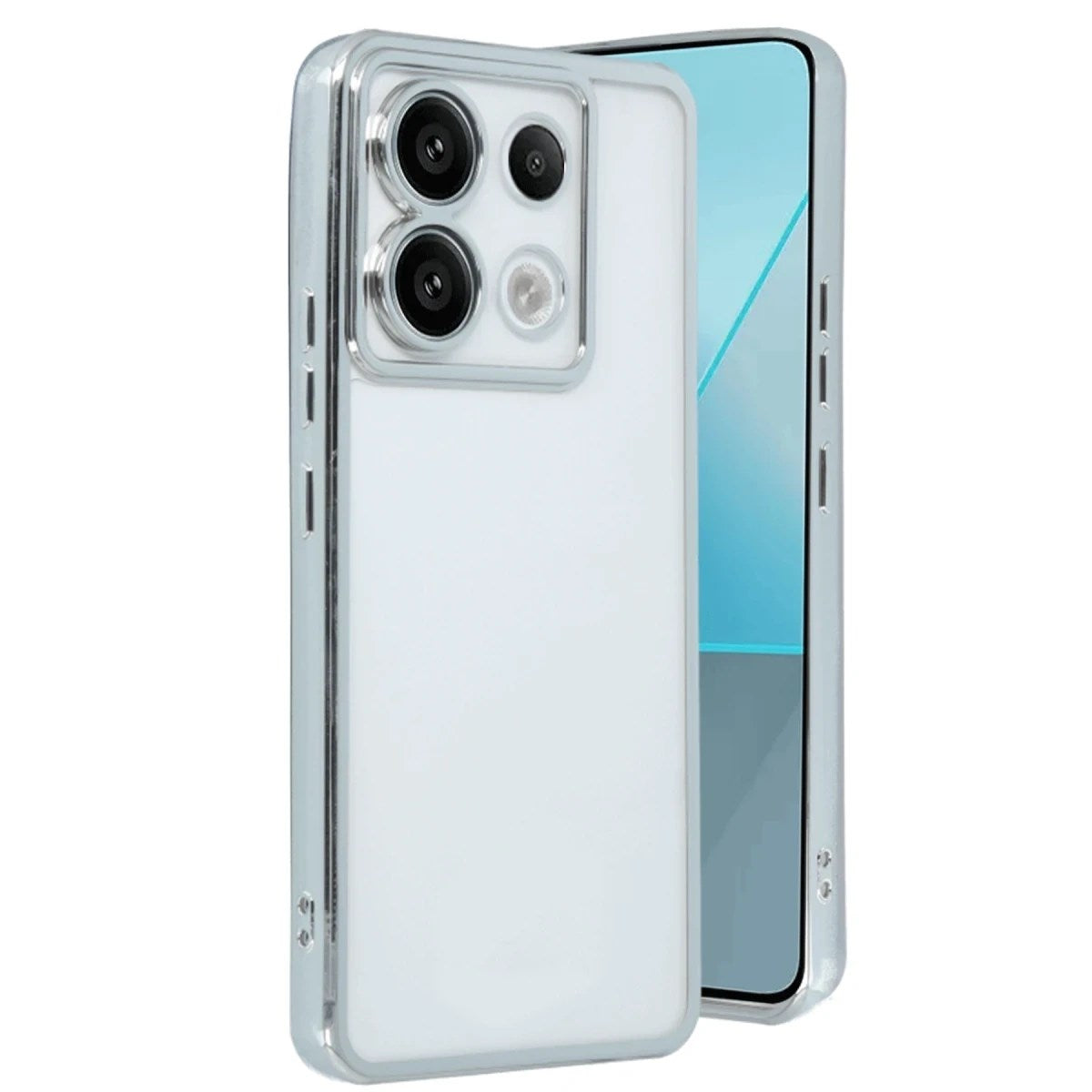 Mey İthalat® Redmi Note 13 Pro 4G Kılıf Lensli Silikon - Gümüş