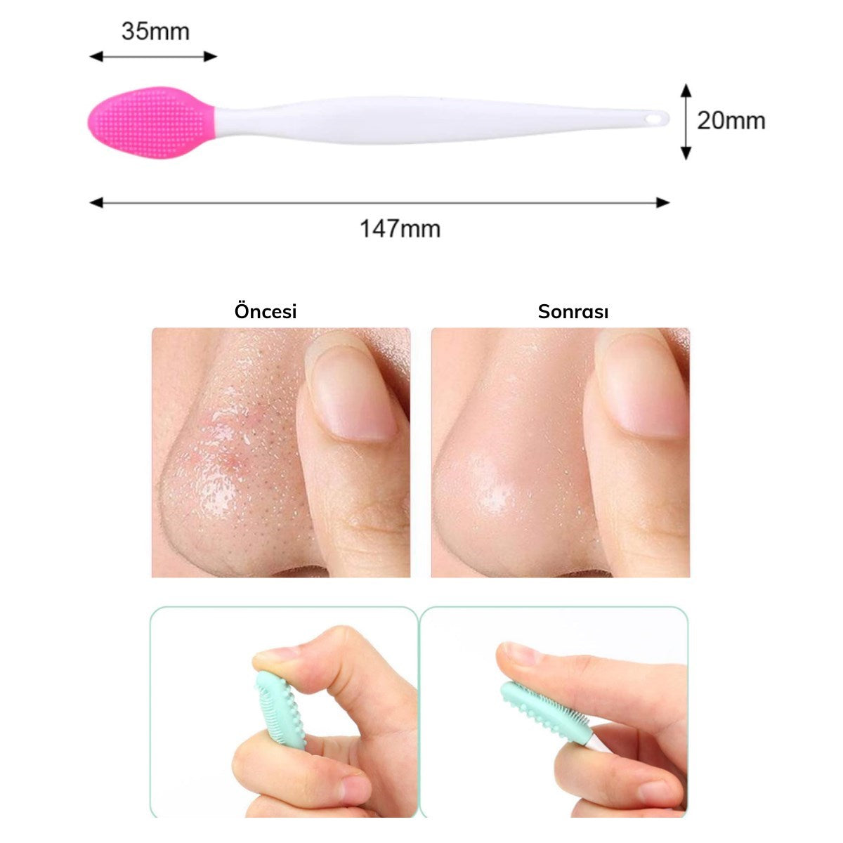 2 Adet Dudak Fırçası Peeling Etkili Gözenek Siyah Nokta Temizleyici Akne Giderici Çift Yönl