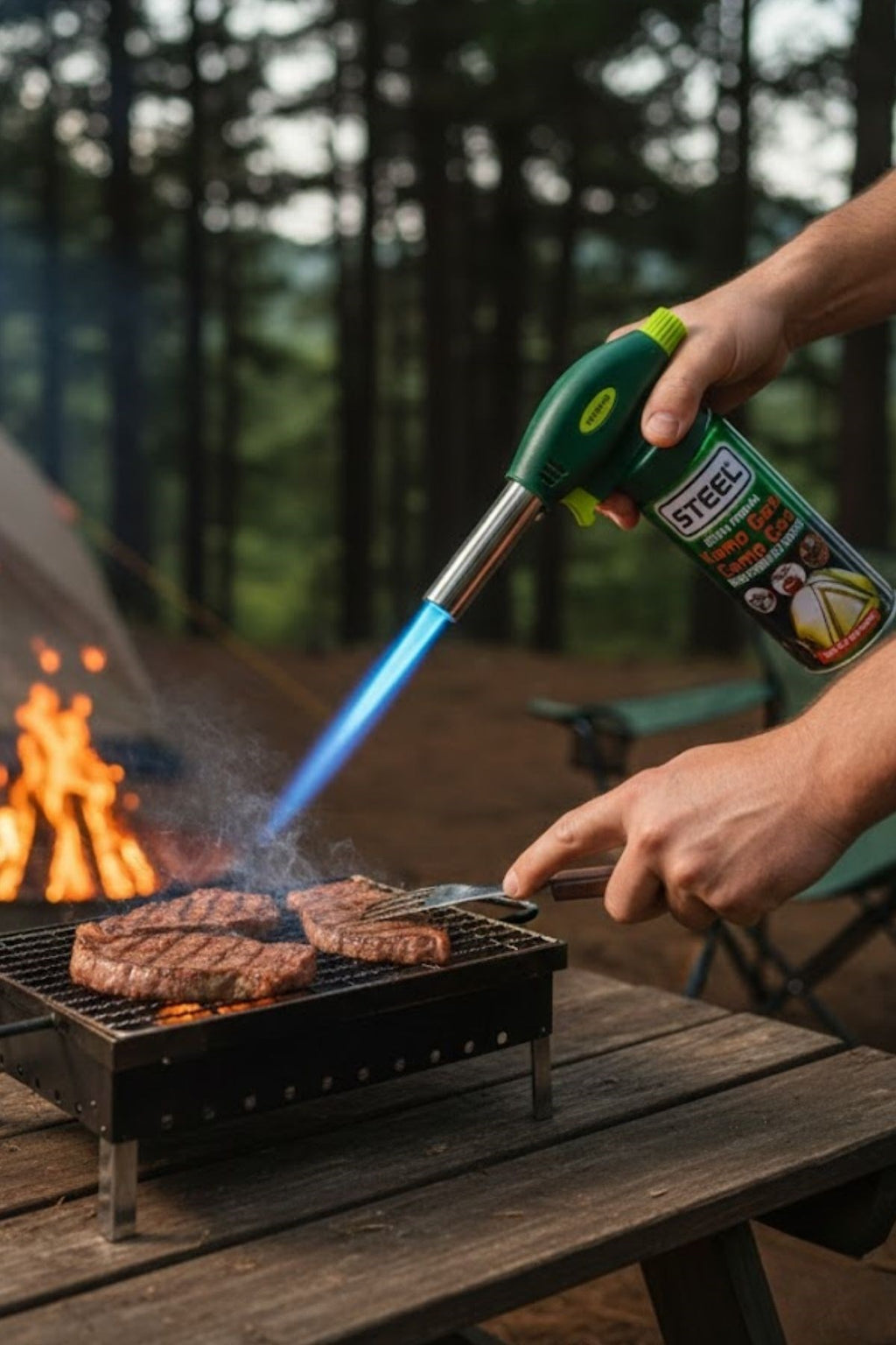 Outdoor Kamp, Piknik ve Tamir İşleri İçin Kamp Gazı Seti – Taşınabilir Pürmüz Alev Tabancası ve Yüksek Performanslı Gaz Kartuşu
