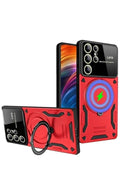 Mey İthalat® Samsung Galaxy S24 Ultra Kılıf Joy Lens Standlı Kapak - Kırmızı