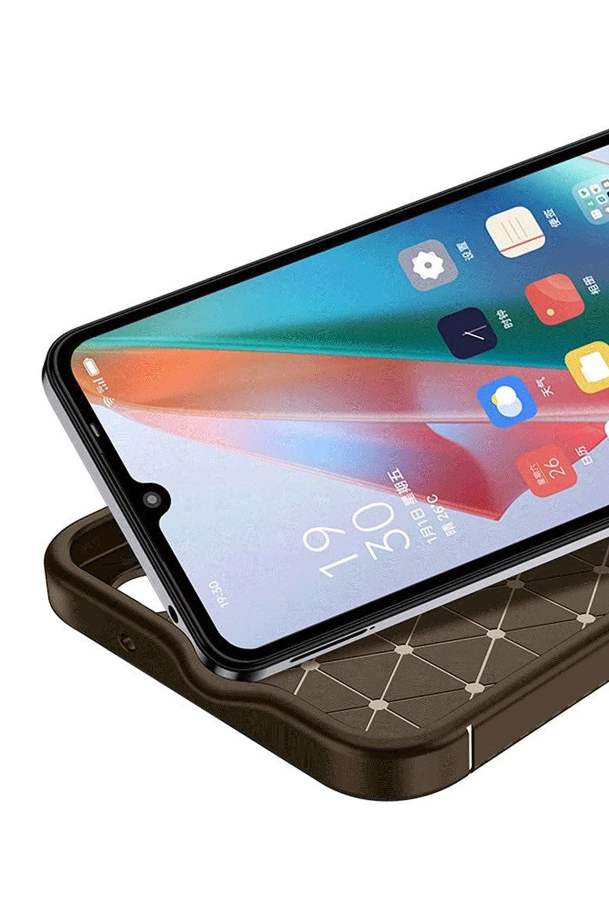 Mey İthalat® Realme 12 Lite Kılıf Auto Focus Karbon Kapak - Kahverengi