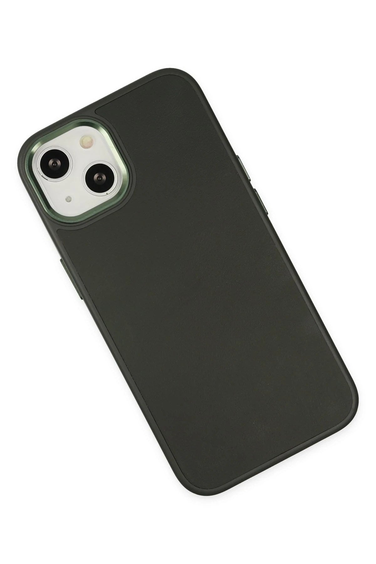 Mey İthalat® iPhone 14 Plus Kılıf Asya Deri Silikon - Koyu Yeşil