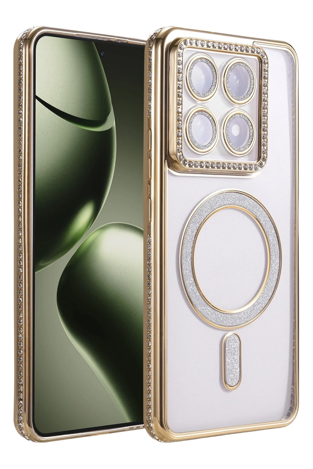Mey İthalat® Mi 14T Pro Joke Simli Magneticsafe Kılıf - Gold