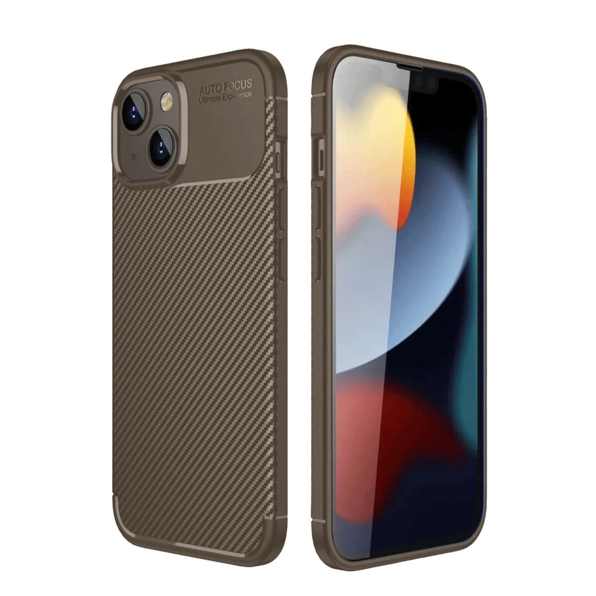 Mey İthalat® iPhone 14 Kılıf Auto Focus Karbon Kapak - Kahverengi