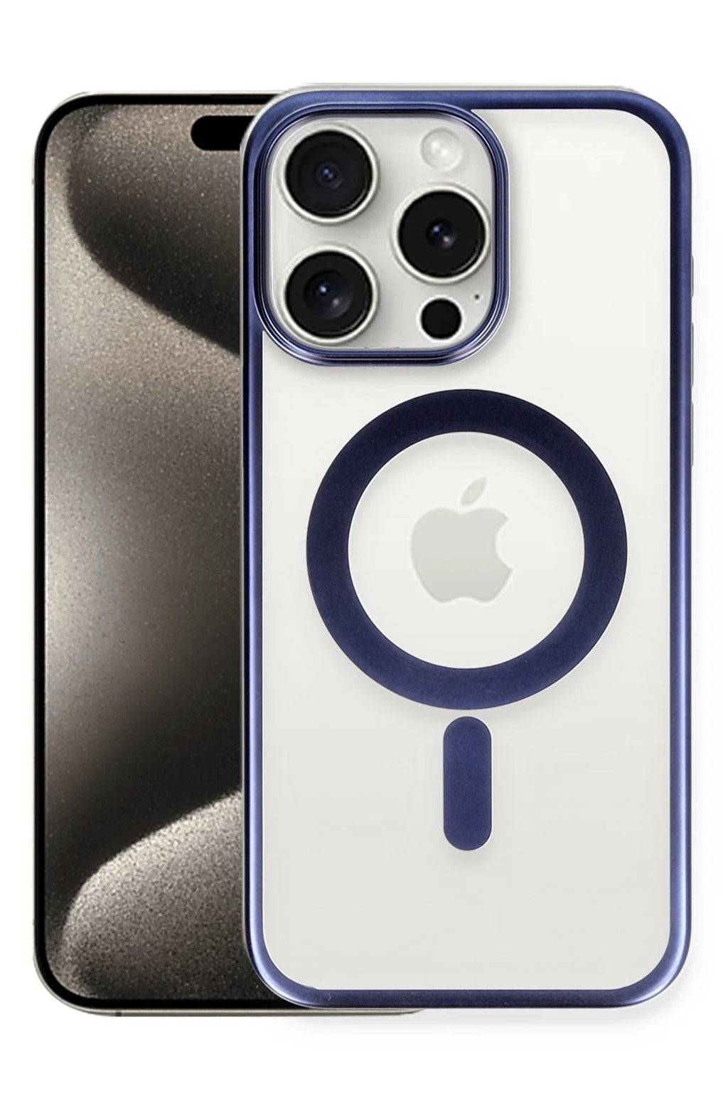 Mey İthalat® iPhone 15 Pro Max Kılıf Erozi Magsafe Kapak - Lacivert