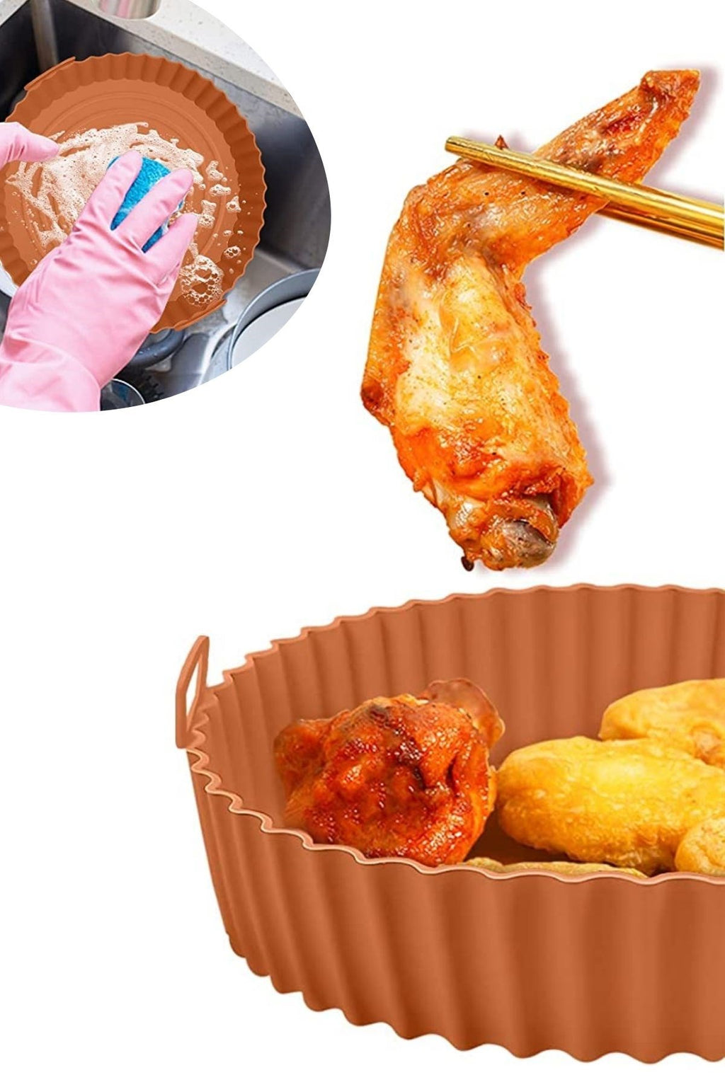 Renkli Isıya Dayanıklı Yıkanılabilir Silikon Fırın Ve Airfryer Yuvarlak Model Pişirme Matı 20 Cm
