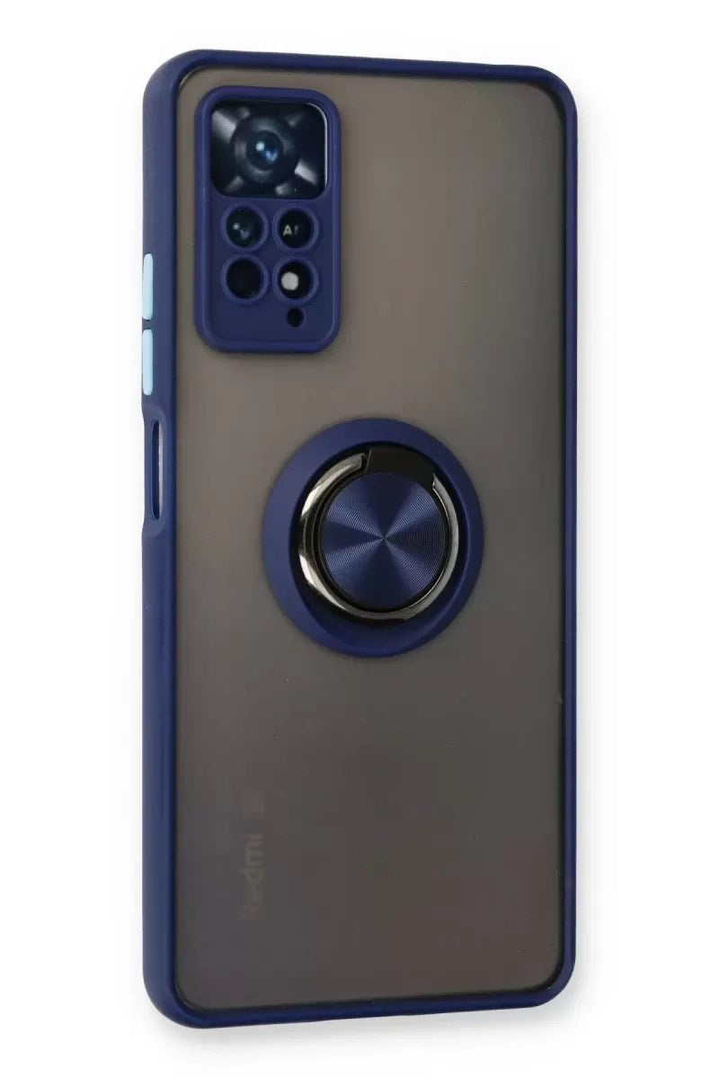 Mey İthalat® Redmi Note 11 Pro Kılıf Montreal Yüzüklü Silikon Kapak - Lacivert