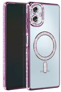 Mey İthalat® Samsung Galaxy A06 Joke Simli Magneticsafe Kılıf - Derin Mor