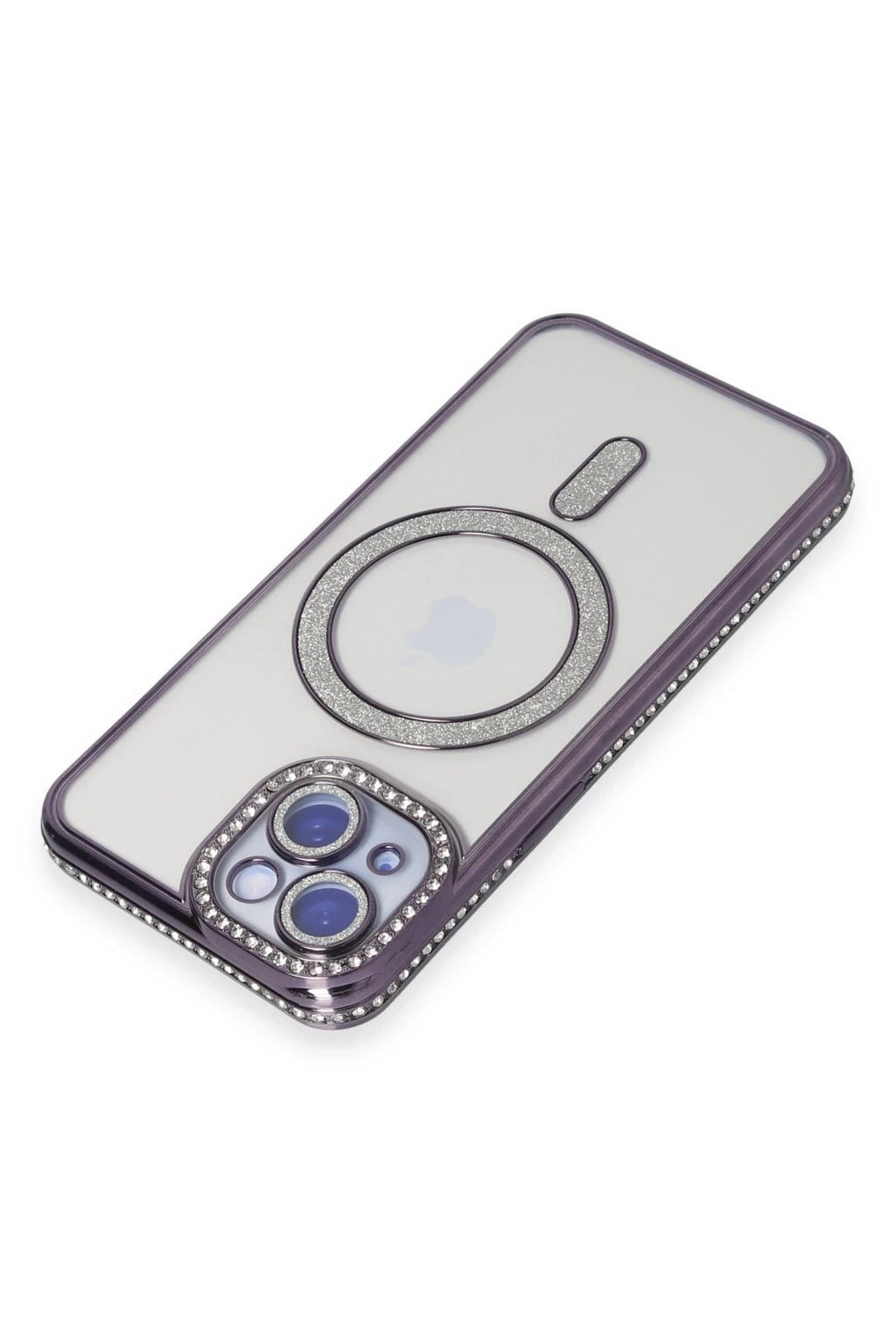 Mey İthalat® iPhone 13 Kılıf Joke Simli Magneticsafe Kılıf - Derin Mor