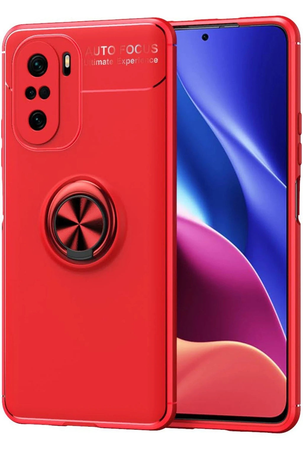 Mey İthalat® Poco F3 Kılıf Range Yüzüklü Silikon - Kırmızı