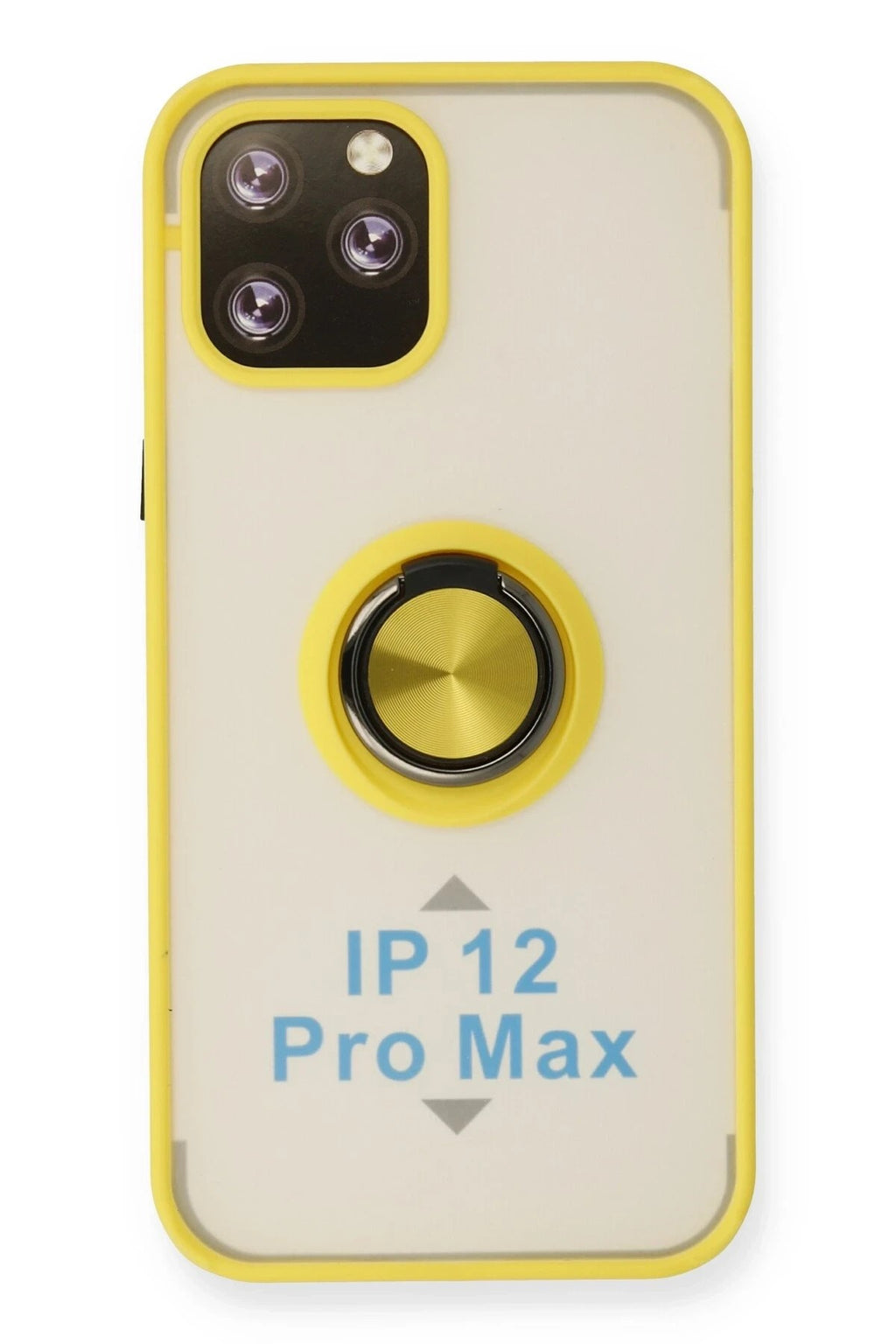 Mey İthalat® iPhone 12 Pro Max Kılıf Montreal Yüzüklü Silikon Kapak - Sarı