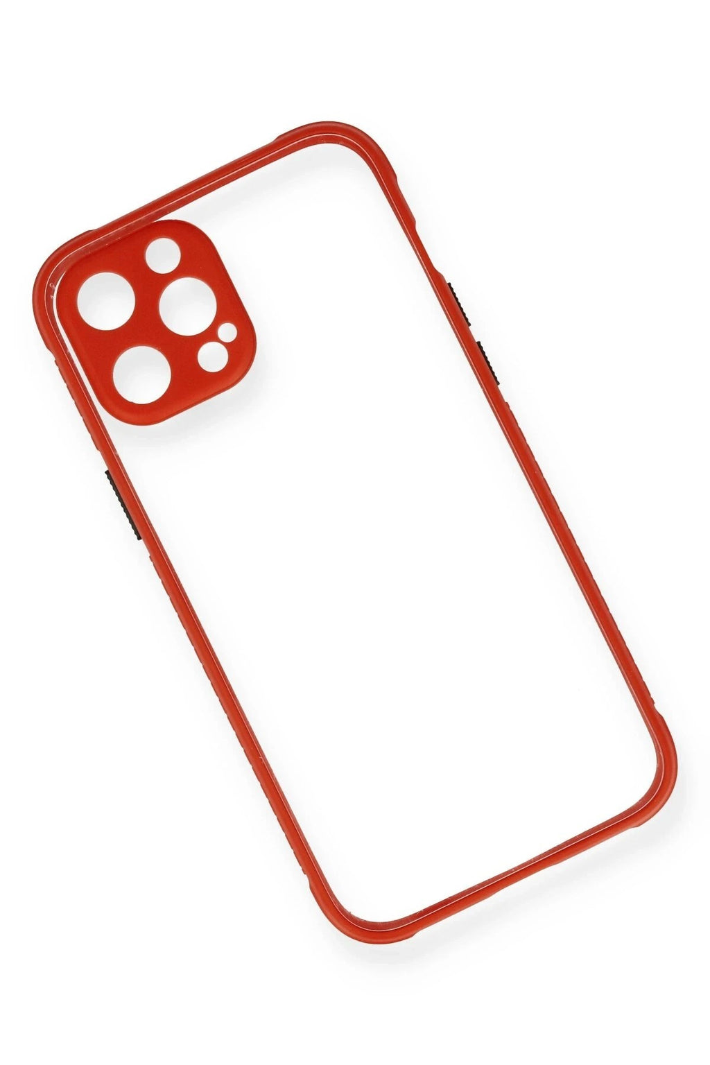 Mey İthalat® iPhone 12 Kılıf Miami Şeffaf Silikon - Kırmızı