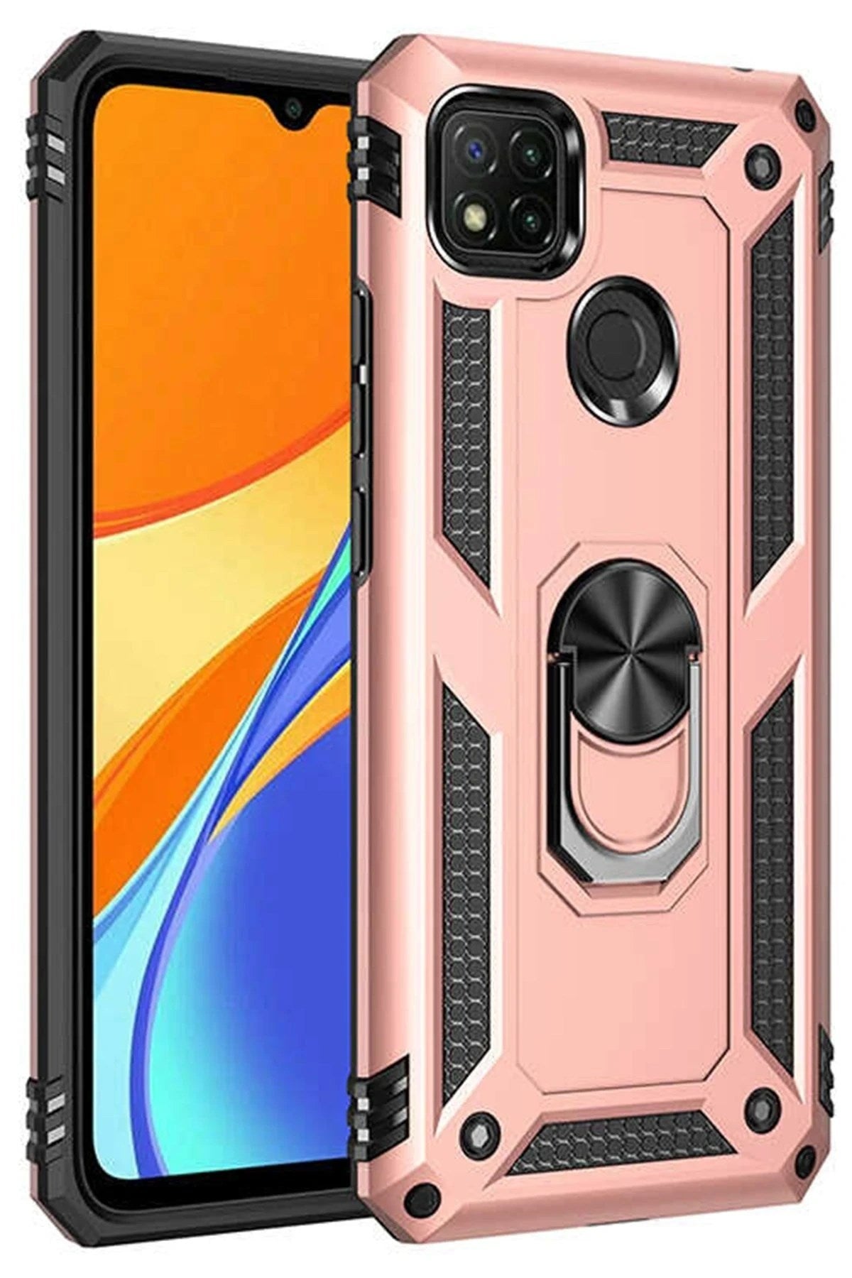 Mey İthalat® Redmi 9C Kılıf Sofya Yüzüklü Silikon Kapak - Rose