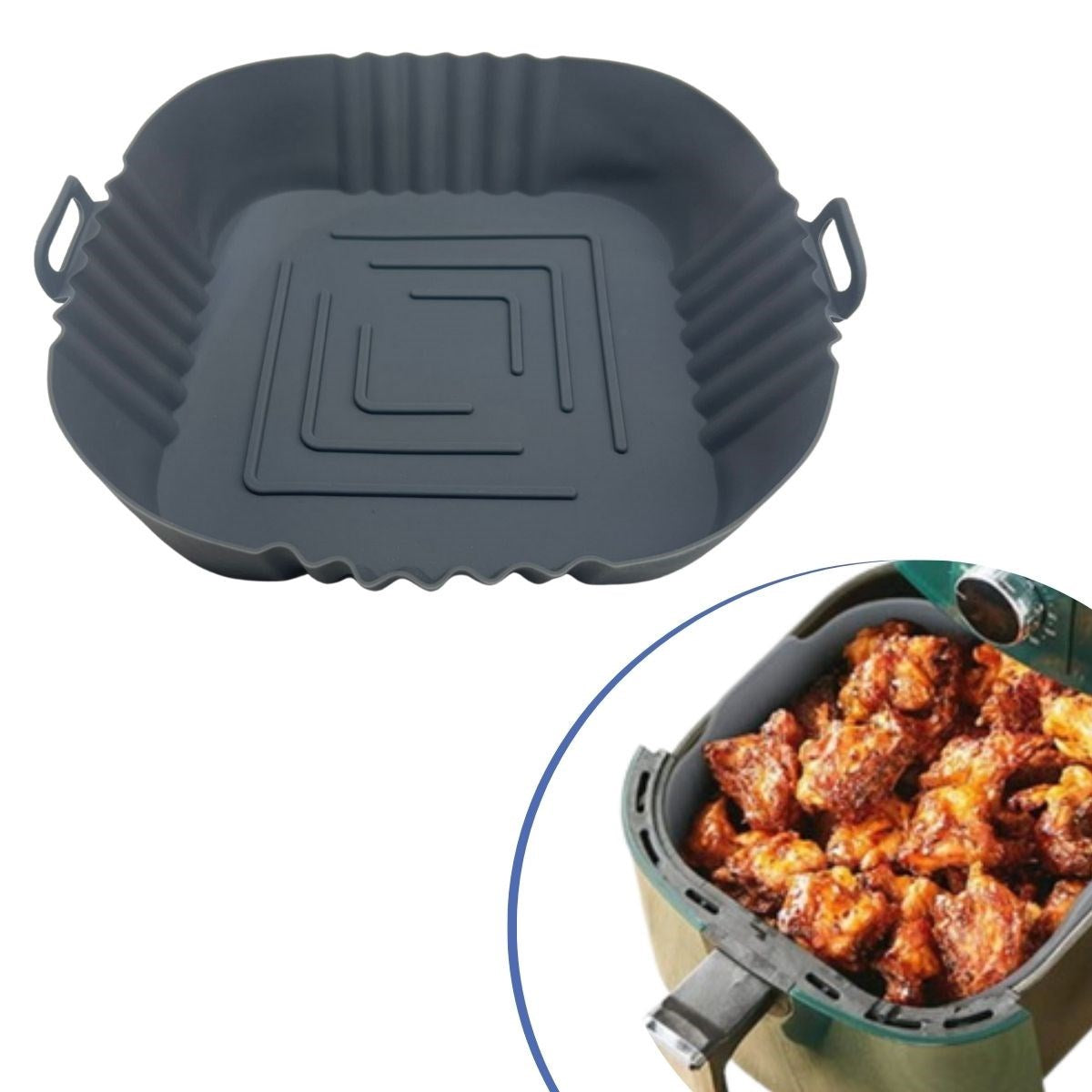 Renkli Isıya Dayanıklı Yıkanılabilir Silikon Fırın Ve Airfryer Kare Model Pişirme Matı 20 Cm